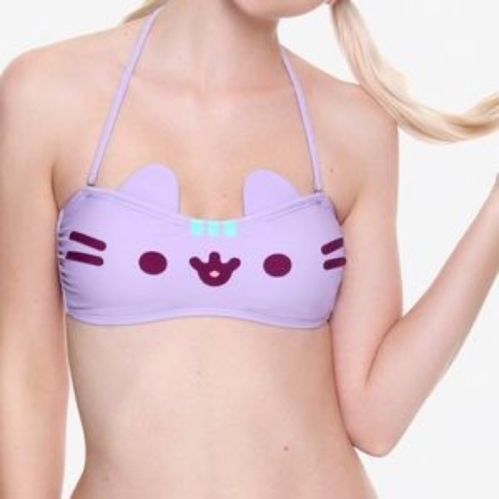 Pusheen x Hot Topic Purple Bandeau Bikini Top NWT